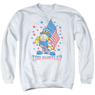 White men's crewneck sweatshirt with Garfield Subtle graphic