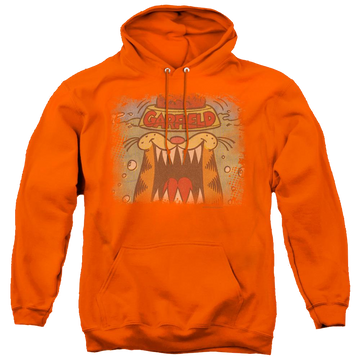 Orange pullover hoodie with Garfield From The Depths graphic