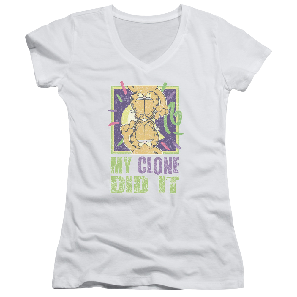 Garfield My Clone Did It - Juniors V-Neck T-Shirt Juniors V-Neck T-Shirt Garfield