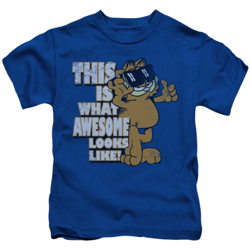 Royal kid's t-shirt for ages 4 to 7 with Garfield Awesome graphic