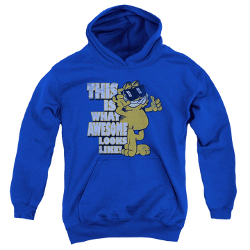 Royal youth hoodie for ages 8 to 12 with Garfield Awesome graphic
