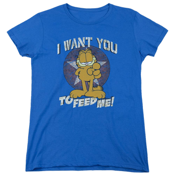 Royal women's t-shirt with Garfield I Want You graphic