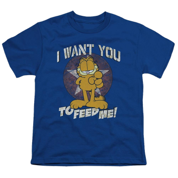 Royal youth t-shirt for ages 8 to 12 with Garfield I Want You graphic