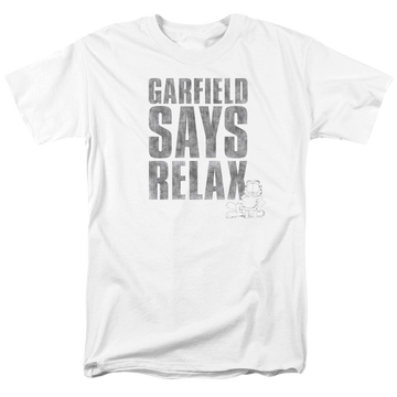 White men's regular fit t-shirt with Garfield Relax graphic