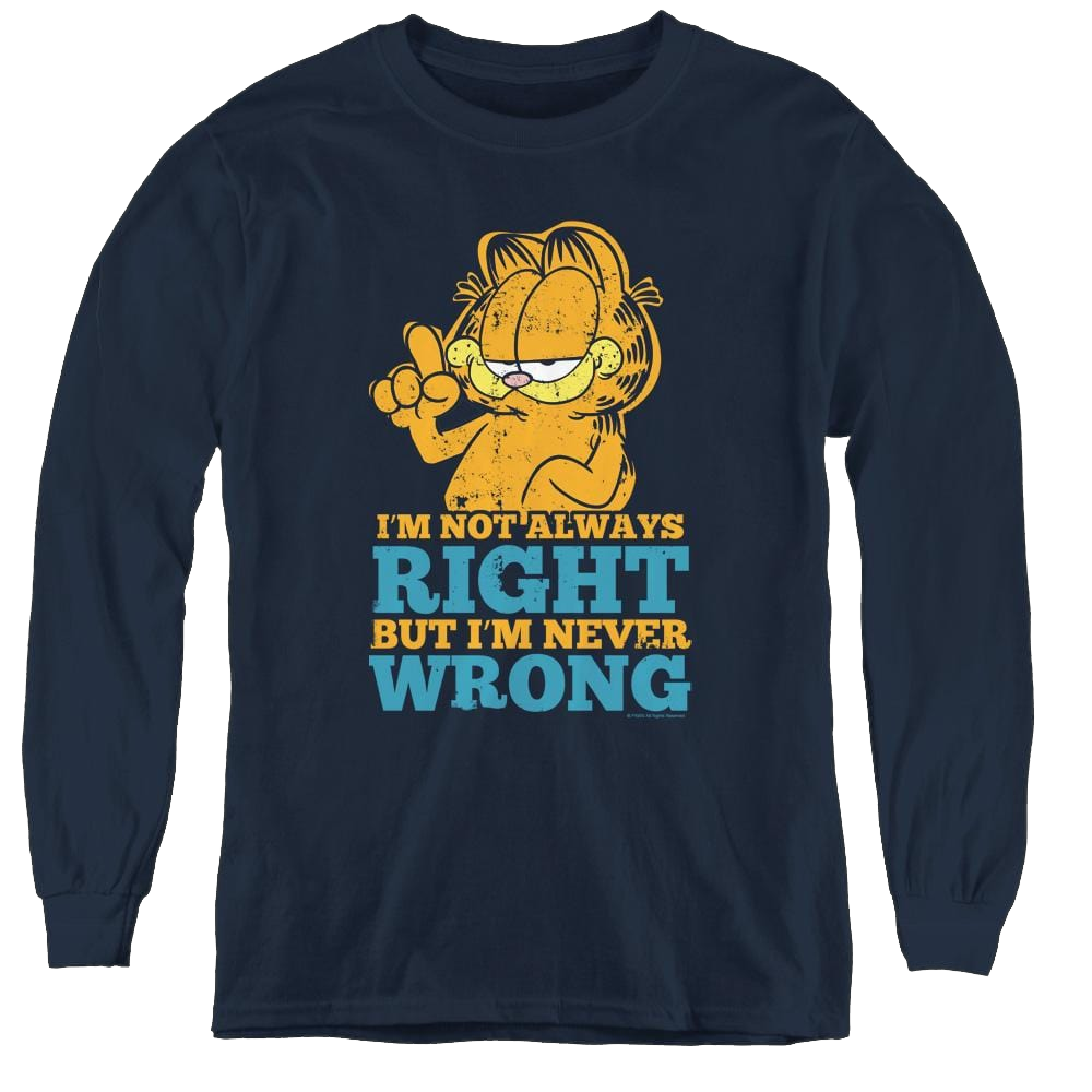 Garfield Never Wrong - Youth Long Sleeve T-Shirt Youth Long Sleeve T-Shirt Garfield