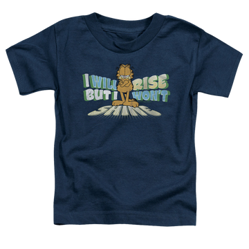 Navy toddler t-shirt with Garfield Rise Not Shine graphic
