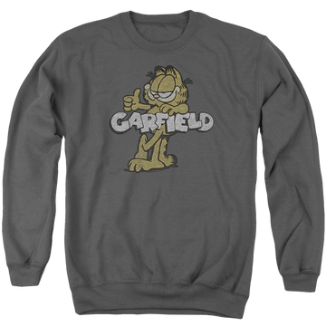 Charcoal men's crewneck sweatshirt with Garfield Retro Garf graphic