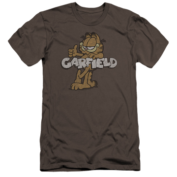 Charcoal men's premium slim fit t-shirt with Garfield Retro Garf graphic
