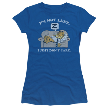 Royal juniors t-shirt with Garfield Not Lazy graphic