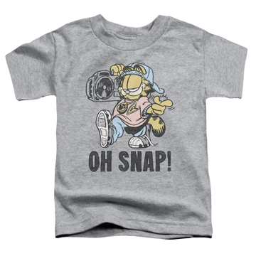 Athletic heather toddler t-shirt with Garfield Oh Snap graphic
