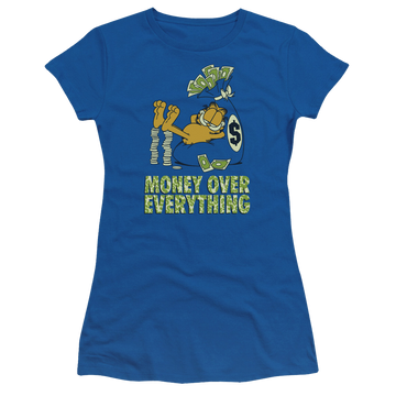 Royal juniors t-shirt with Garfield Money Is Everything graphic