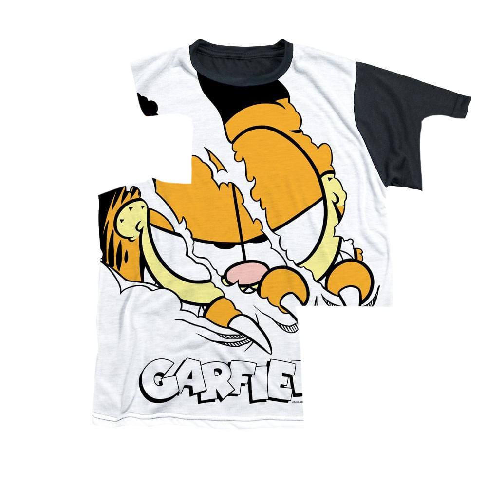 Garfield Torn - Youth Black Back T-Shirt (Ages 8-12) Youth Black Back T-Shirt (Ages 8-12) Garfield