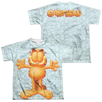 Garfield Free Hugs youth all-over print t-shirt for ages 8 to 12