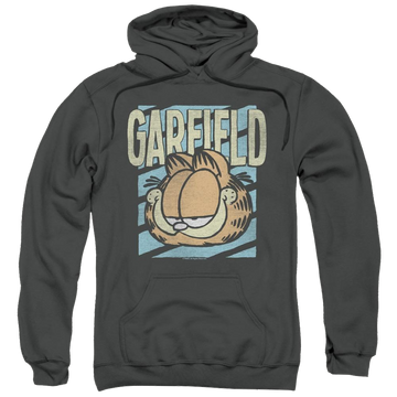 Charcoal pullover hoodie with Rad Garfield graphic