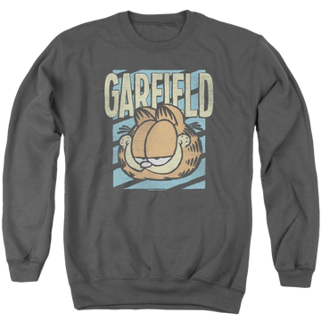 Charcoal men's crewneck sweatshirt with Rad Garfield graphic