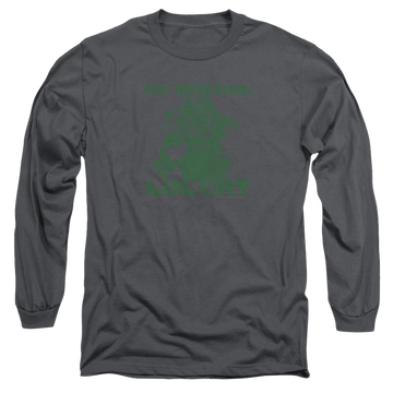 Charcoal men's long sleeve t-shirt with Garfield Og Lol graphic