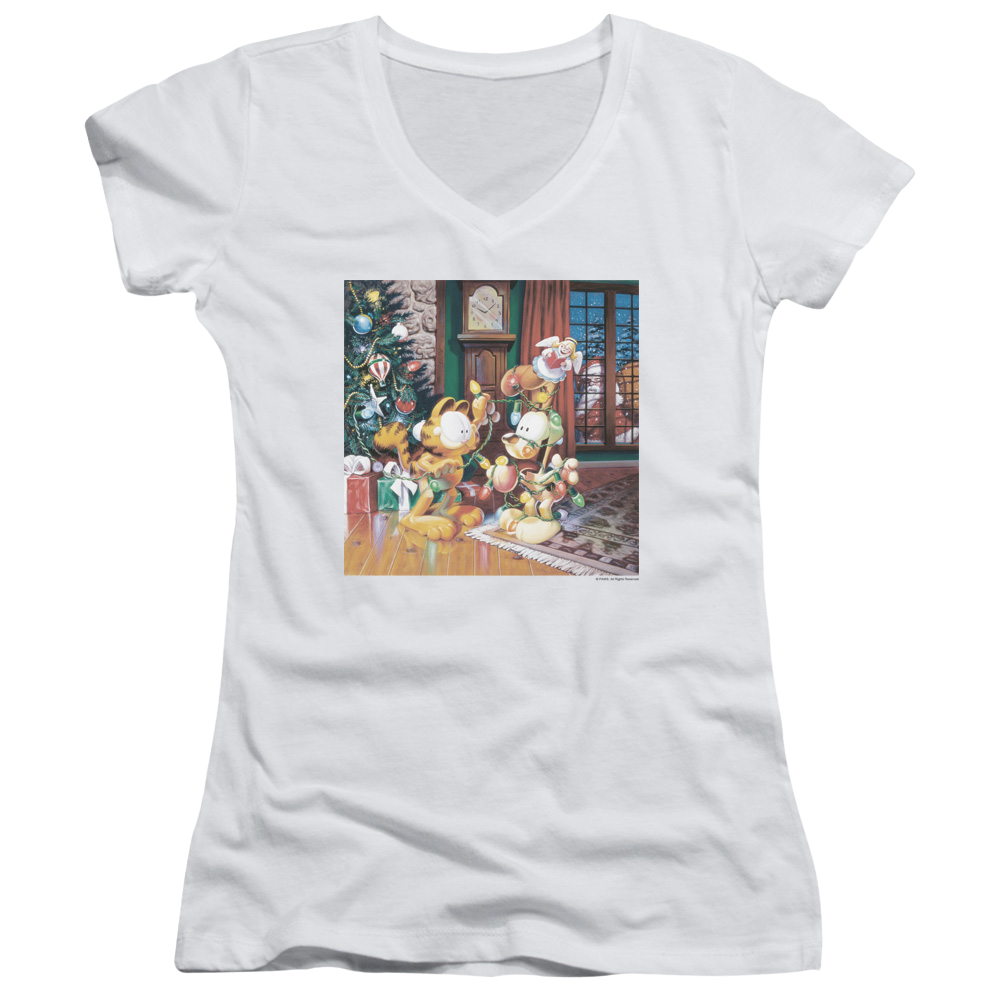 Garfield Odie Tree - Juniors V-Neck T-Shirt Juniors V-Neck T-Shirt Garfield