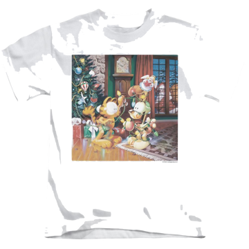 White kid's t-shirt for ages 4 to 7 with Garfield Odie Tree graphic