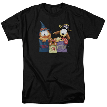 Black men's regular fit t-shirt with Garfield Grab Bags graphic