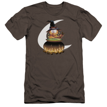 Charcoal men's premium slim fit t-shirt with Garfield Stir The Pot graphic