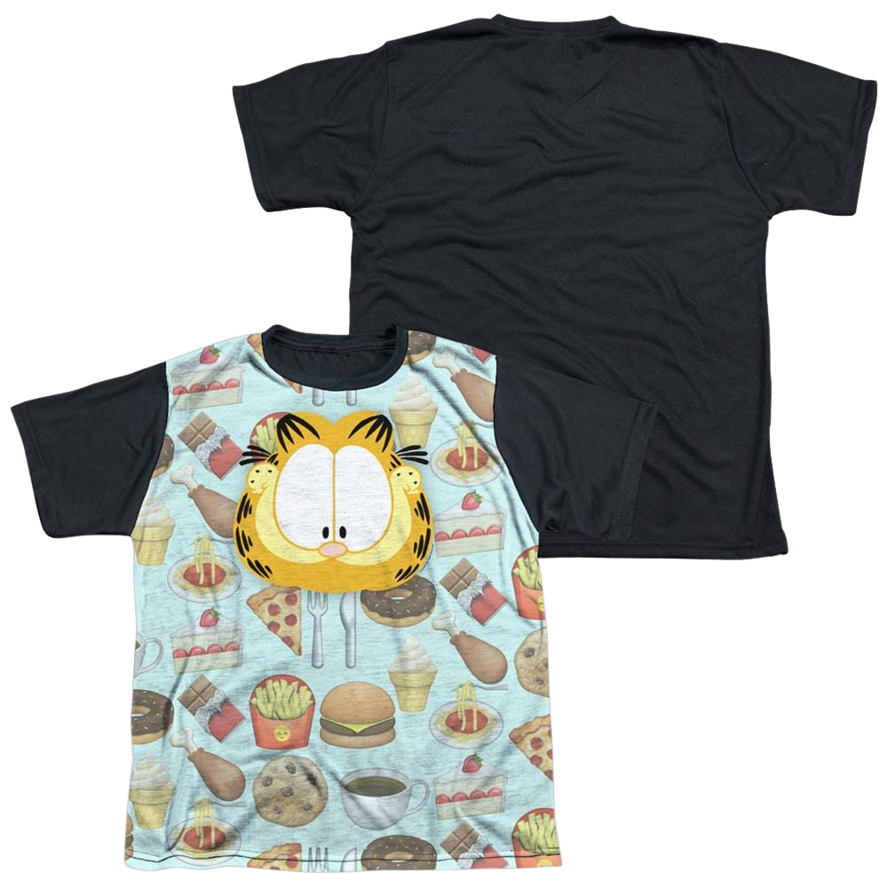 Garfield Cat Food - Youth Black Back T-Shirt (Ages 8-12) Youth Black Back T-Shirt (Ages 8-12) Garfield