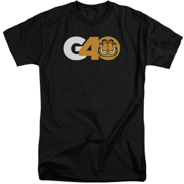 Black men's tall fit t-shirt with Garfield G40 graphic