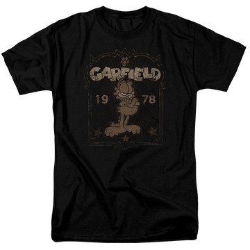 Black men's regular fit t-shirt with Garfield Est 1978 graphic