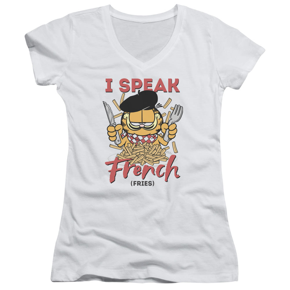 Garfield Speaking Love - Juniors V-Neck T-Shirt Juniors V-Neck T-Shirt Garfield
