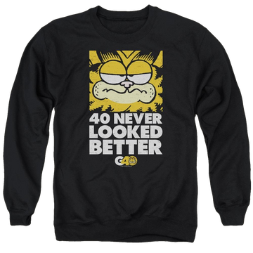 Black men's crewneck sweatshirt with Garfield 40 Looks graphic