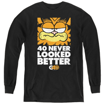 Black youth long sleeve t-shirt with Garfield 40 Looks graphic