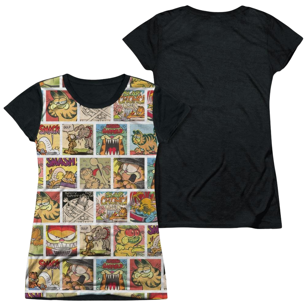 Garfield 40th Collage - Juniors Black Back T-Shirt Juniors Black Back T-Shirt Garfield