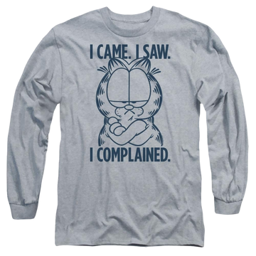 Athletic heather men's long sleeve t-shirt with Garfield I Complained graphic