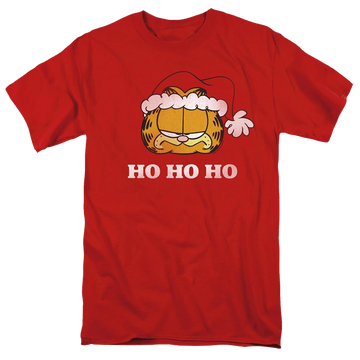 Red men's regular fit t-shirt with Garfield Ho Ho graphic