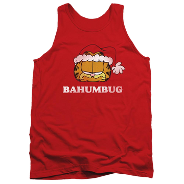 Red men's tank with Garfield Bahumbug graphic