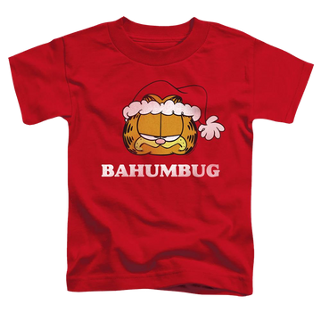 Red toddler t-shirt with Garfield Bahumbug graphic