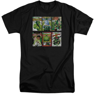 Black men's tall fit t-shirt with Green Lantern Gl Covers graphic
