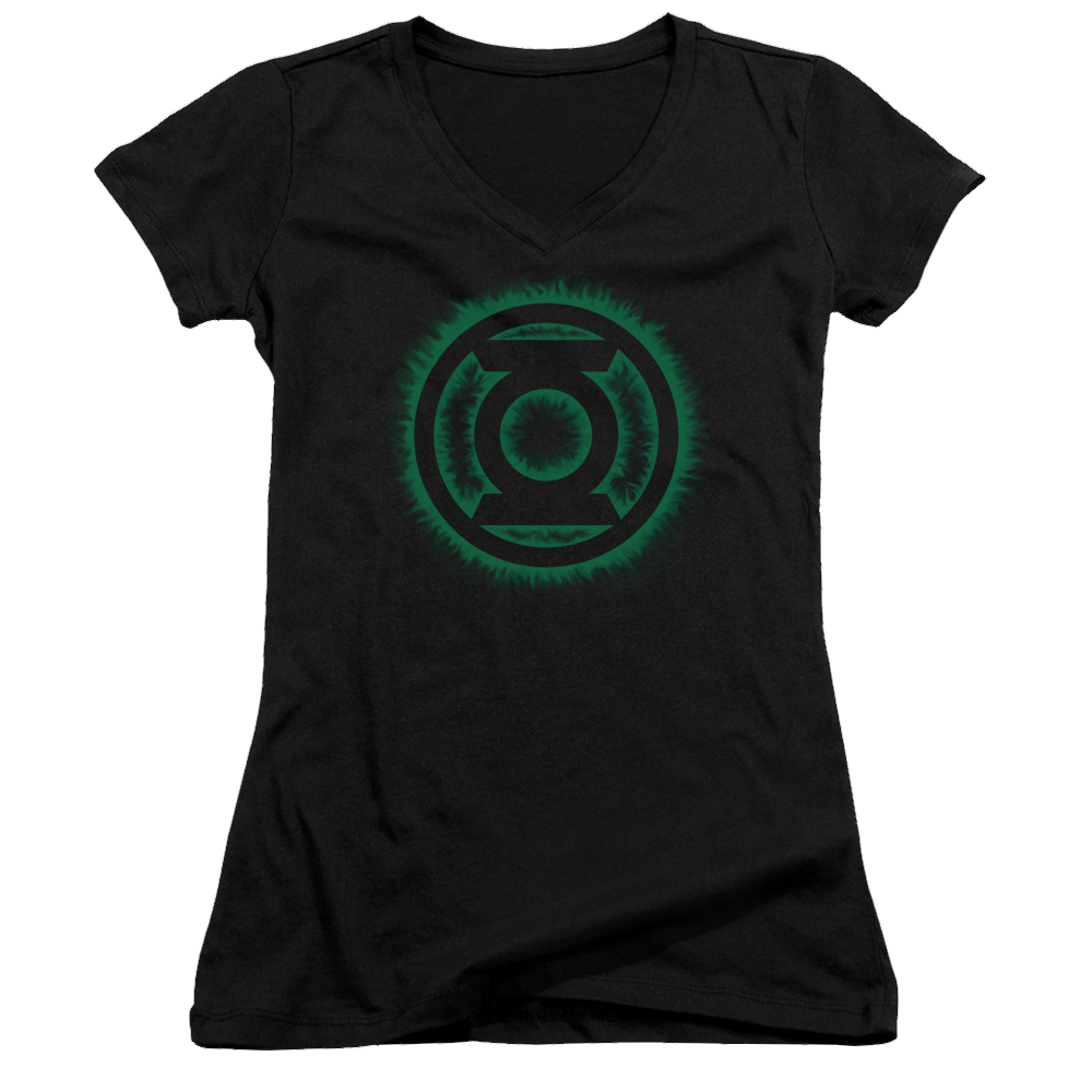 Green Lantern Green Flame Logo - Juniors V-Neck T-Shirt Juniors V-Neck T-Shirt Green Lantern