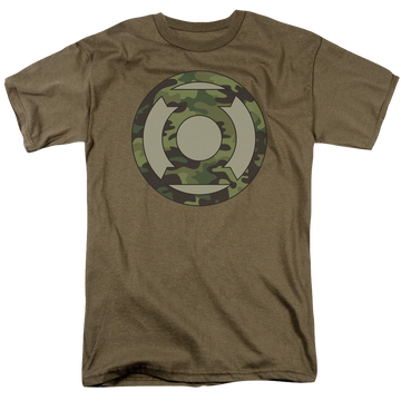 Safari green men's regular fit t-shirt with Green Lantern Camo Logo graphic