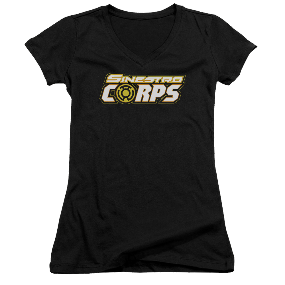 Green Lantern Sinestro Corps Logo - Juniors V-Neck T-Shirt Juniors V-Neck T-Shirt Green Lantern