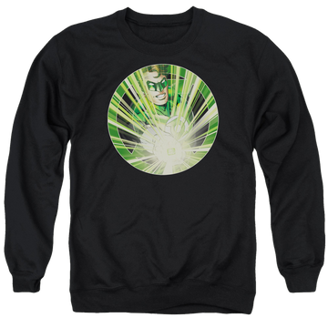 Black men's crewneck sweatshirt with Green Lantern Light Em Up graphic
