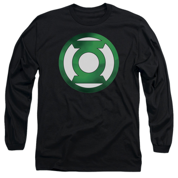 Black men's long sleeve t-shirt with Green Lantern Green Chrome Logo graphic