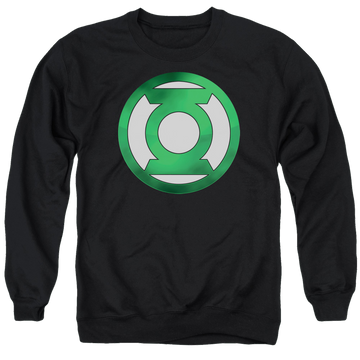 Black men's crewneck sweatshirt with Green Lantern Green Chrome Logo graphic
