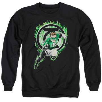 Black men's crewneck sweatshirt with Green Lantern Space Cop graphic