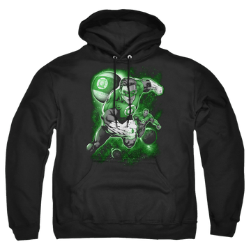 Black pullover hoodie with Green Lantern Lantern Planet graphic