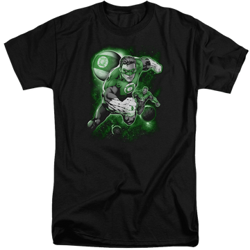 Black men's tall fit t-shirt with Green Lantern Lantern Planet graphic