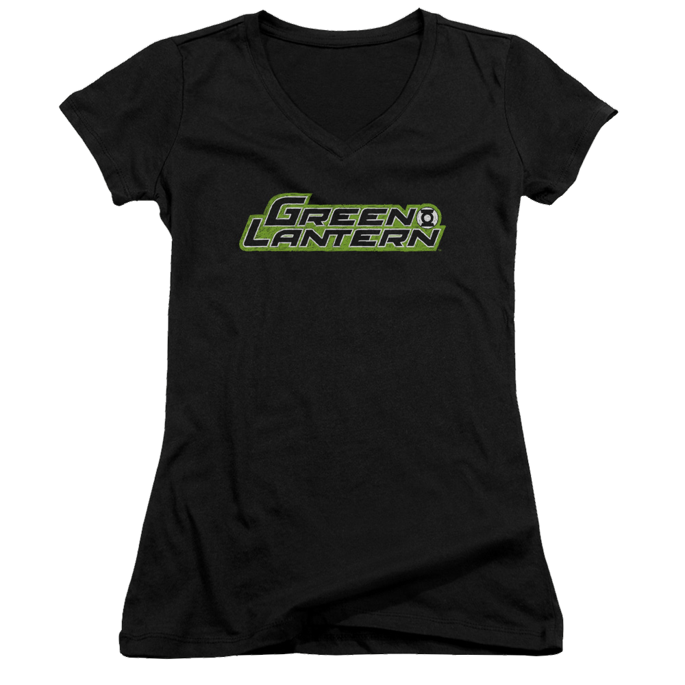 Green Lantern Scribble Title - Juniors V-Neck T-Shirt Juniors V-Neck T-Shirt Green Lantern