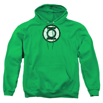Kelly green pullover hoodie with Green Lantern Scribble Lantern Logo graphic