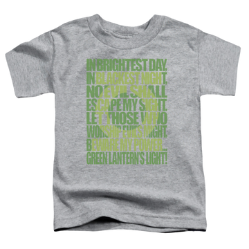 Athletic heather kid's t-shirt for ages 4 to 7 with Green Lantern Oath graphic