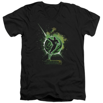 Black men's v-neck t-shirt with Green Lantern Shadow Lantern graphic