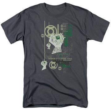 Charcoal men's regular fit t-shirt with Green Lantern Core Strength graphic